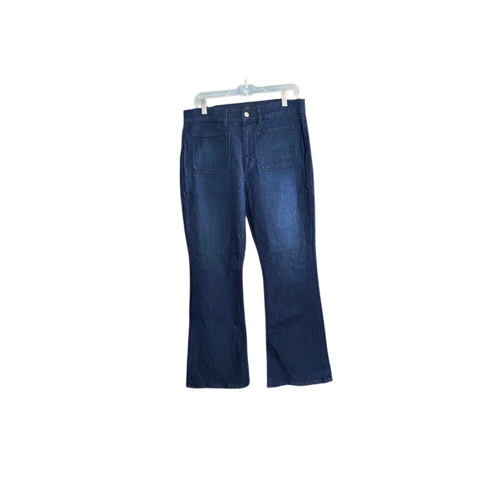Ann Taylor, NWOT factory dark wash flare denim jeans S/10 P 